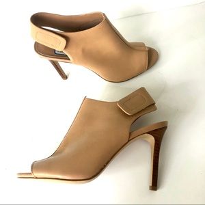 CHARLES DAVID nude leather booties size 8.5